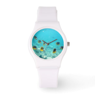 Pulsera Reloj bajo el agua deportivo tropical de los