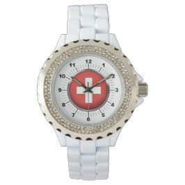 Pulsera Reloj blanco con estrías de rinoceronte de la band