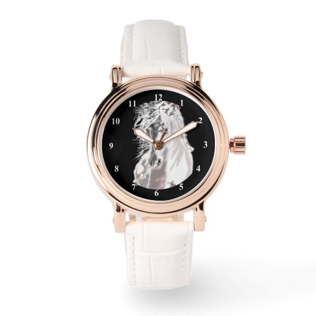 Pulsera Reloj blanco de caballos (Anverso)