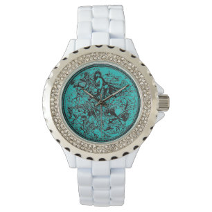 Pulsera Reloj blanco de los chicas del esmalte del jinete
