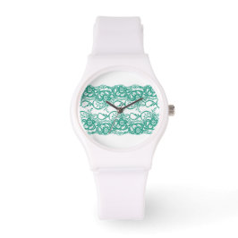 Pulsera Reloj blanco deportivo con cara de encaje Verde az
