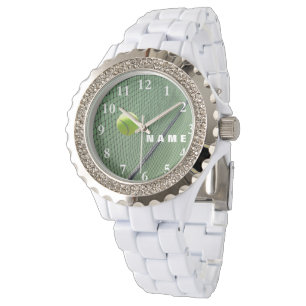 Pulsera Reloj blanco diamante de imitación del esmalte de