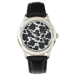 Pulsera Reloj blanco negro de la impresión de la vaca