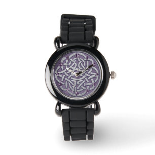 Pulsera Reloj céltico del nudo del purpurina de la lavand