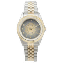 Reloj clásico de dos tonos con tema oscuro moderno