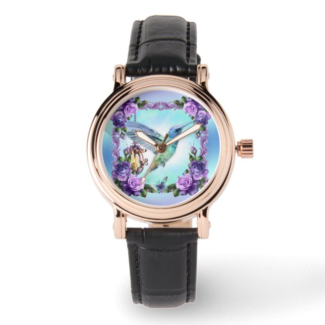 Pulsera Reloj clásico de las mujeres de colibrí (Anverso)
