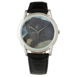 Pulsera Reloj clásico para hombres/gato negro de vida salv