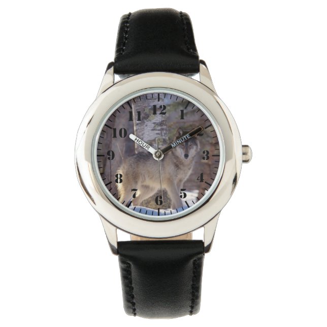 Pulsera Reloj clásico para niños / Lobo de fauna (Anverso)