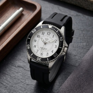 Pulsera Reloj con bisel de buzo negro deportivo y correa d