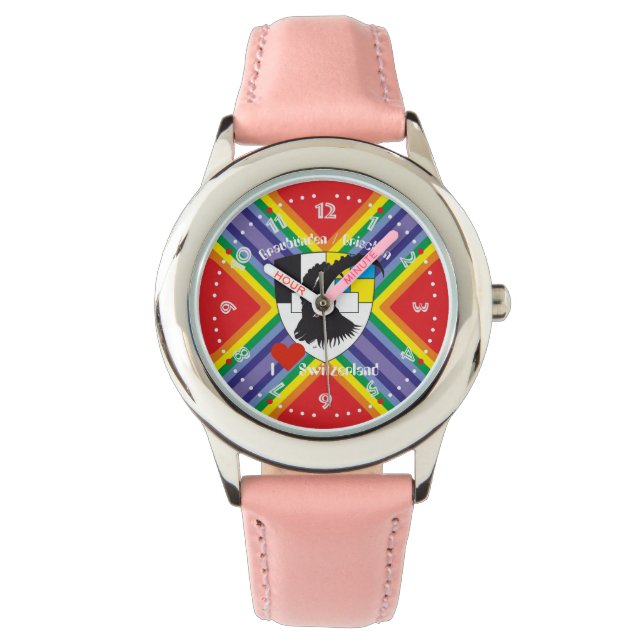 Pulsera Reloj con borrador de suizo Graubünden Grischun (Anverso)