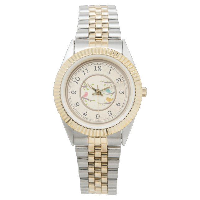 Pulsera Reloj con carátula de reloj antiguo de dos tonos - (Anverso)