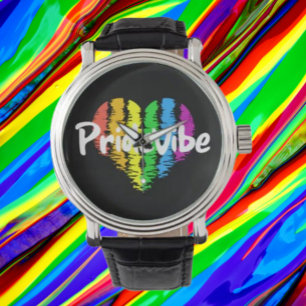 Pulsera Reloj con correa de cuero negra y logo de corazón