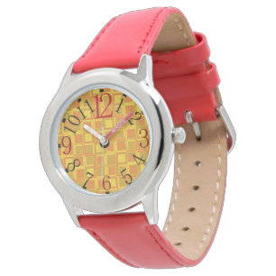 Pulsera Reloj con cuadrados naranjas de los 70