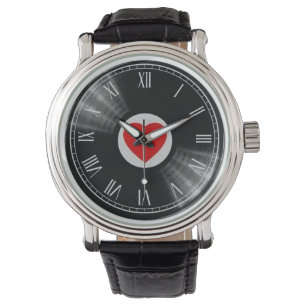 Pulsera Reloj con disco de vinilo y elementos musicales