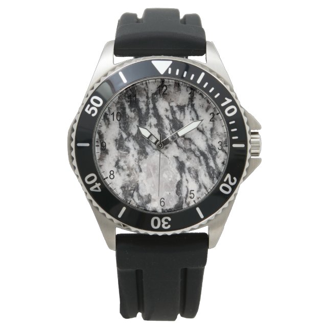 Pulsera Reloj con patrón abstracto de manchas blancas y ne (Anverso)