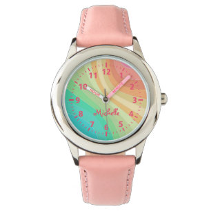 Pulsera Reloj conocido de encargo del arco iris de los