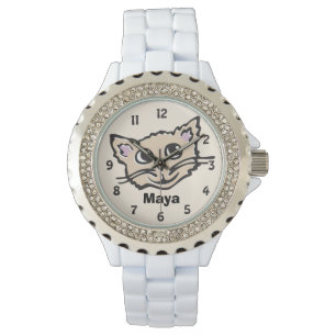 Pulsera Reloj conocido gráfico del gatito del gato de la