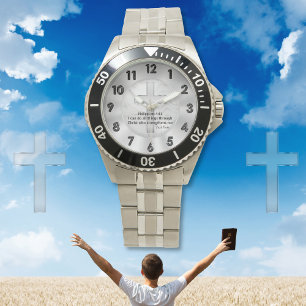 Pulsera Reloj cristiano adaptable del verso de la biblia