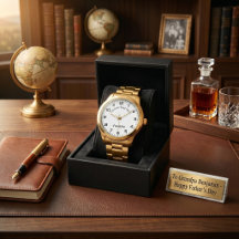 Reloj de acero inoxidable dorado moderno con nombr