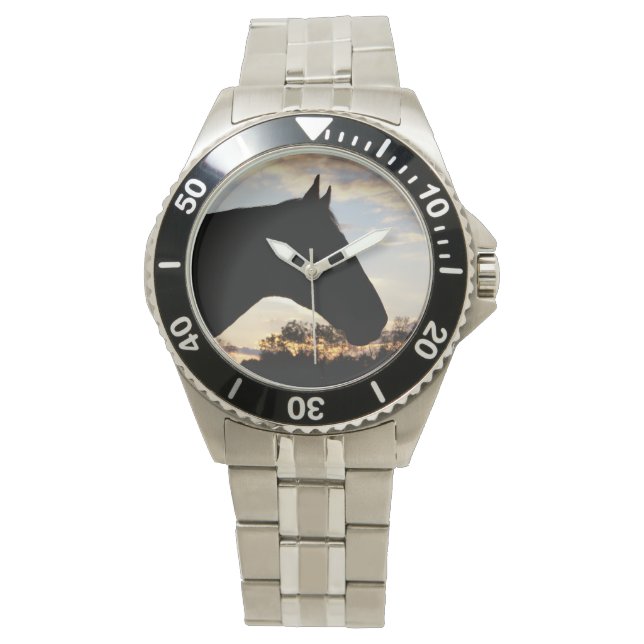 Pulsera Reloj de acero inoxidable para caballos con puesta (Anverso)