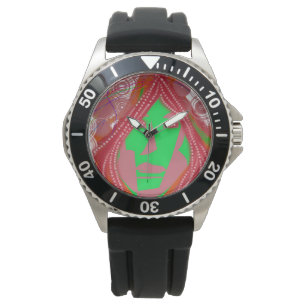 Pulsera Reloj de acero inoxidable y caucho Steampunk Payas