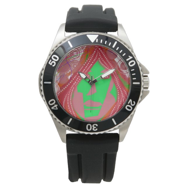 Pulsera Reloj de acero inoxidable y caucho Steampunk Payas (Anverso)