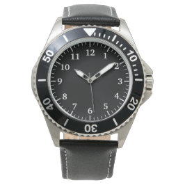 Pulsera Reloj de acero inoxidable y cuero negro para hombr