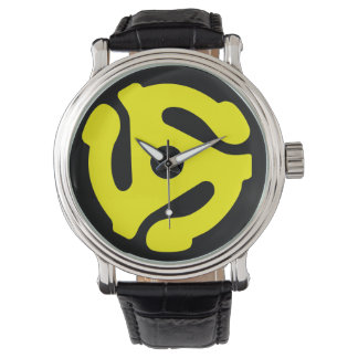 Pulsera reloj de adaptador de 45 rpm (amarillo en negro)