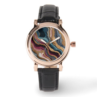 Pulsera Reloj de Ágata con Brillo Boho