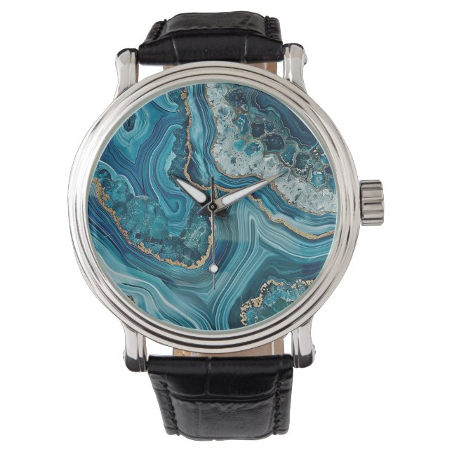 Pulsera Reloj de Ágata Teal (Anverso)