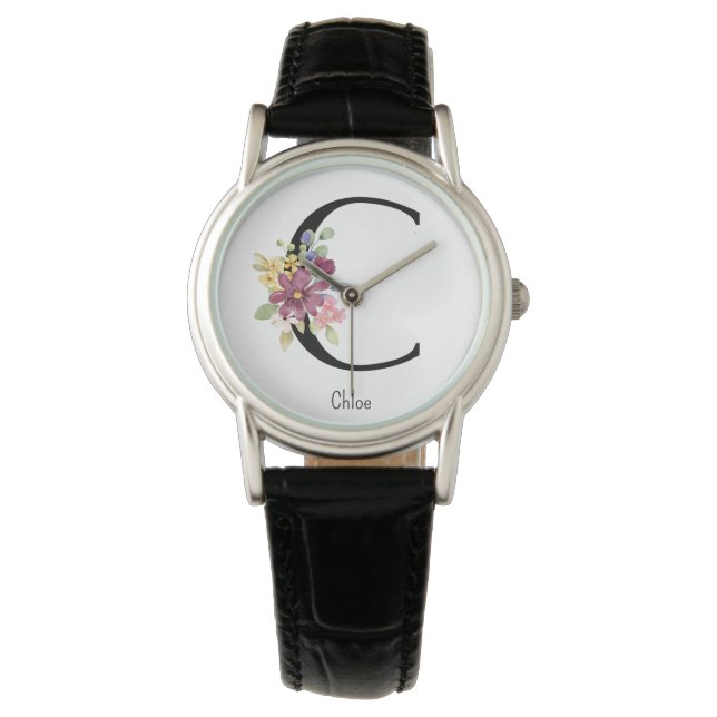 Pulsera Reloj de alfabeto de flores silvestres (Anverso)