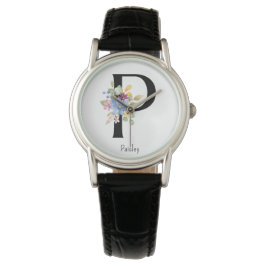 Pulsera Reloj de alfabeto de flores silvestres P
