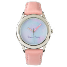 Reloj de algodón dulce con texto cambiable