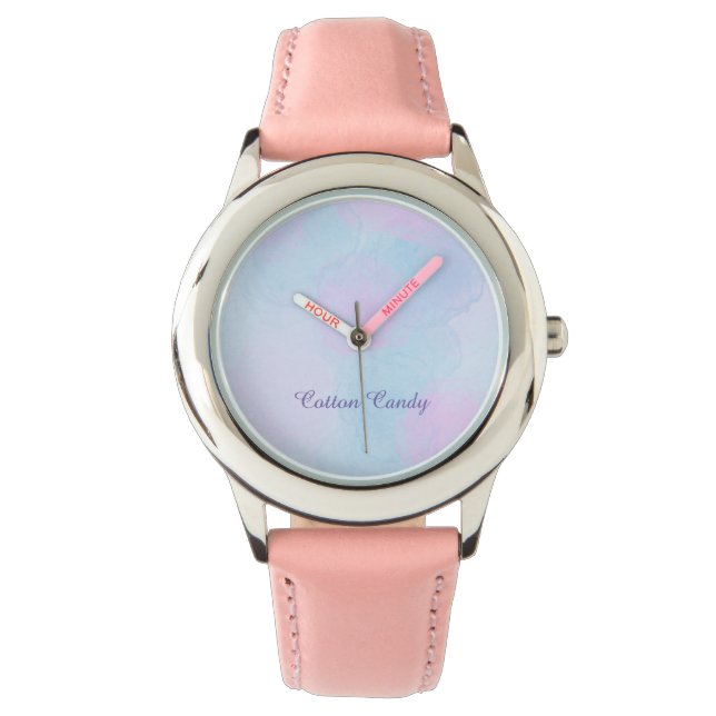 Pulsera Reloj de algodón dulce con texto cambiable (Anverso)
