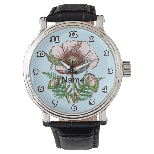 Pulsera Reloj de amapola pálida de libélula (Anverso)