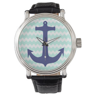 Pulsera Reloj de anclaje azul Aqua Chevron