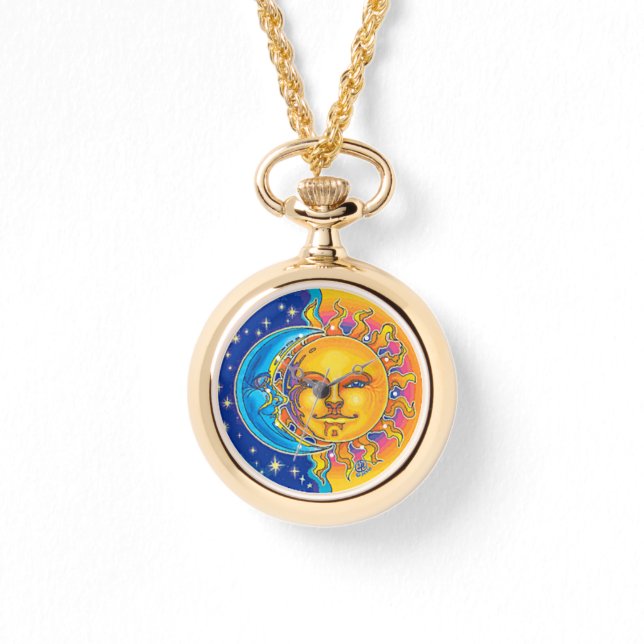 Pulsera reloj de arena dorada de luna y sol (Anverso)
