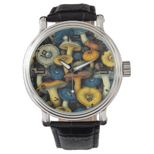 Pulsera Reloj de arte de hongos retro - La Naturaleza cono