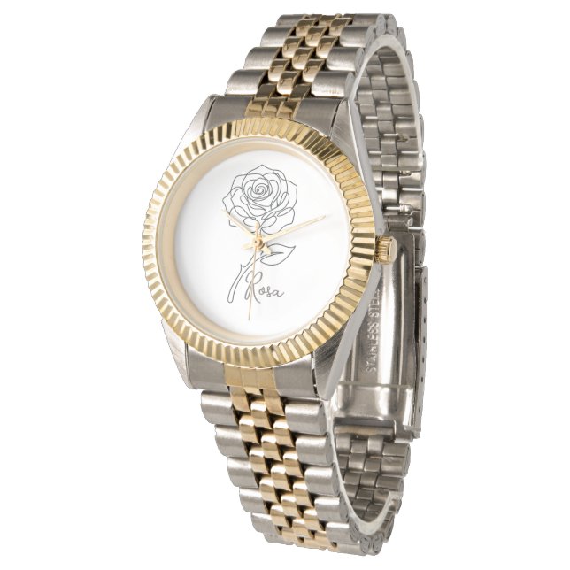 Pulsera Reloj de Arte de Línea de Rosa Minimalista (Angular)