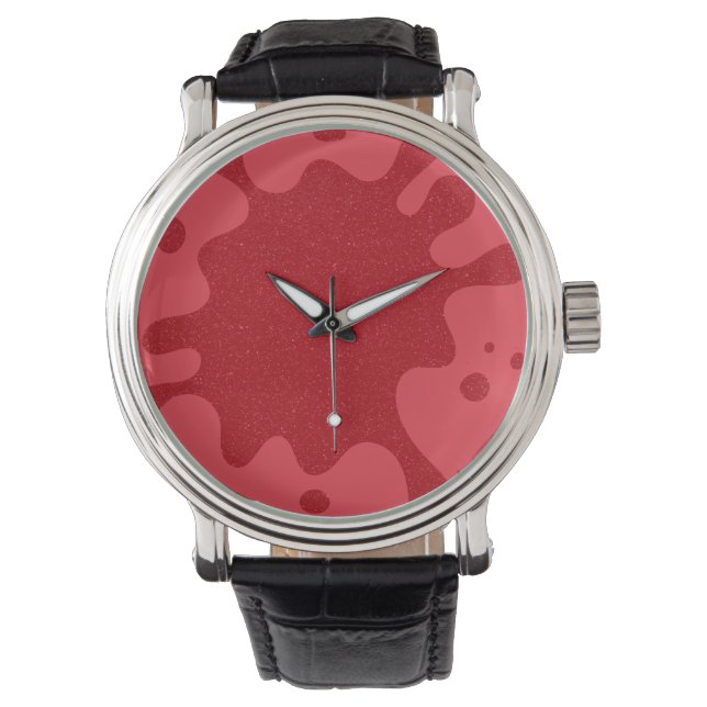 Pulsera Reloj de arte rojo tomate Splash – Personalizable (Anverso)
