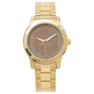 Pulsera Reloj de aspecto de cuero antiguo con (o sin) nomb