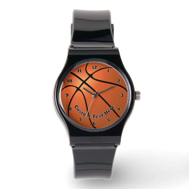 Pulsera Reloj de Baloncesto con Texto Personalizado (Anverso)