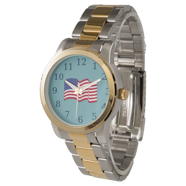 Pulsera Reloj de bandera americana azul claro (Angular)