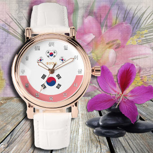 Pulsera Reloj de bandera coreana, corazón, amor a Corea de