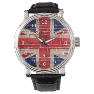 Pulsera reloj de bandera del Reino Unido en una pared de l