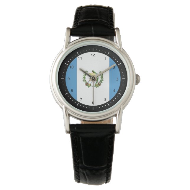 Pulsera Reloj de bandera guatemalteca (Anverso)