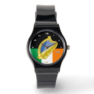 Pulsera Reloj de bandera irlandesa, Harp Emblem, Irlanda/d