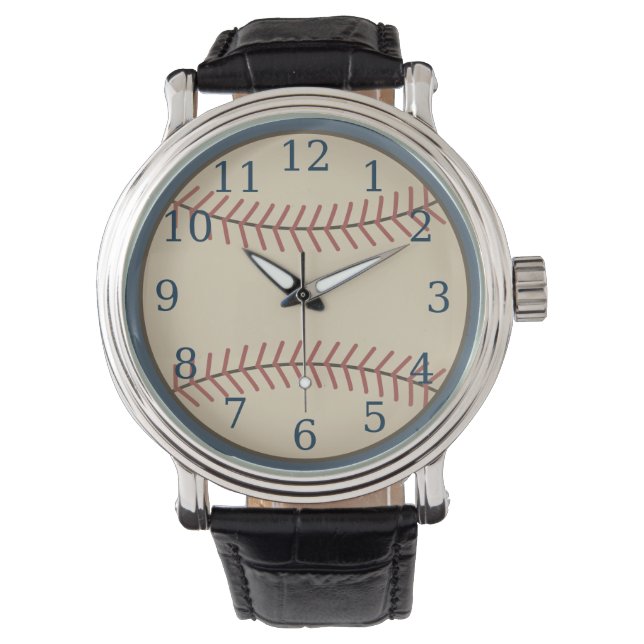 Pulsera Reloj de béisbol azul negrita (Anverso)