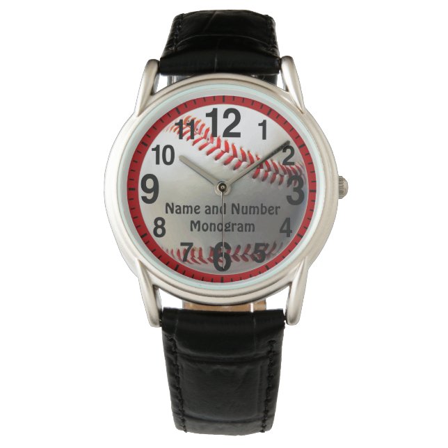 Pulsera Reloj de béisbol personalizado para hombres y niño (Anverso)