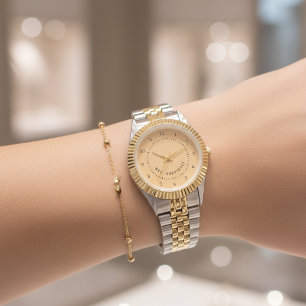 Pulsera Reloj de boda personalizado amarillo para señor y 